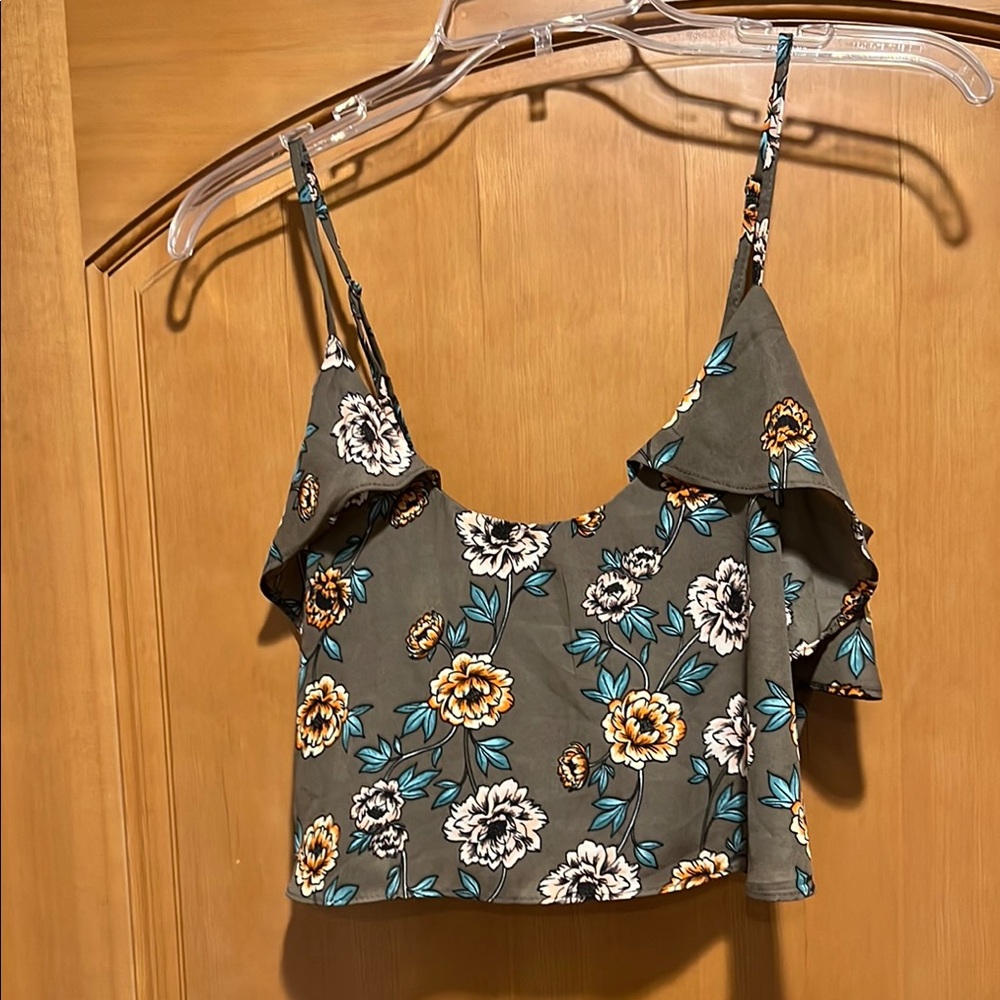 Wet Seal Green Ruffled Crop Camisole